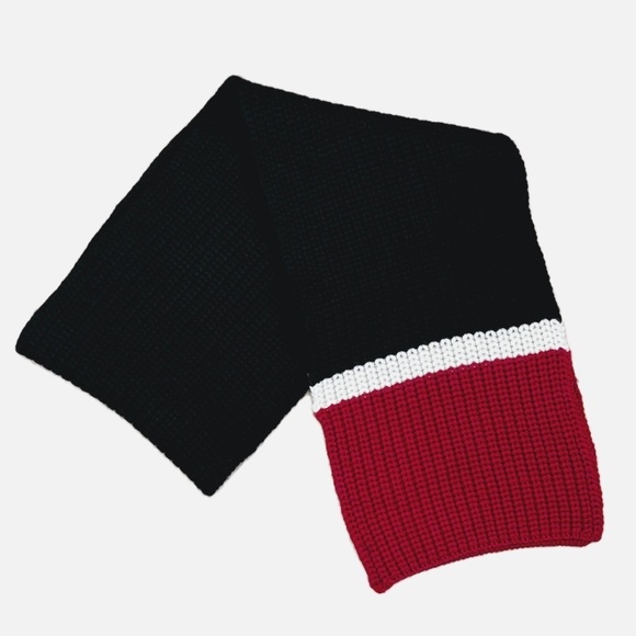 Banana Republic Red Ivory Black Colorblock Wool Winter Scarf Unisex - Picture 3 of 6